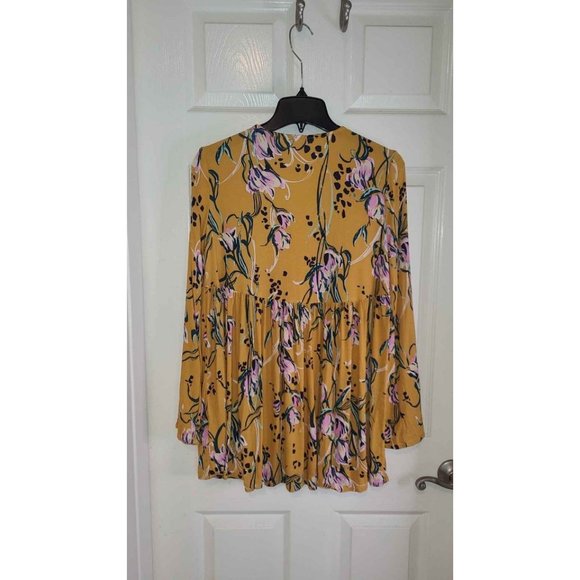 Free People Dress Tunic Size Small Yellow Floral - Picture 7 of 7